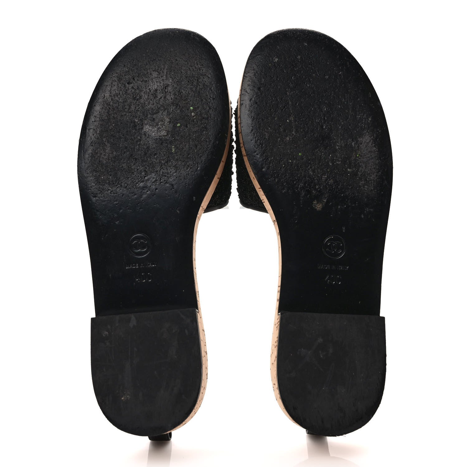 Chanel Tweed Cork CC Chain Mule Sandal 40 Black 5 of 10
