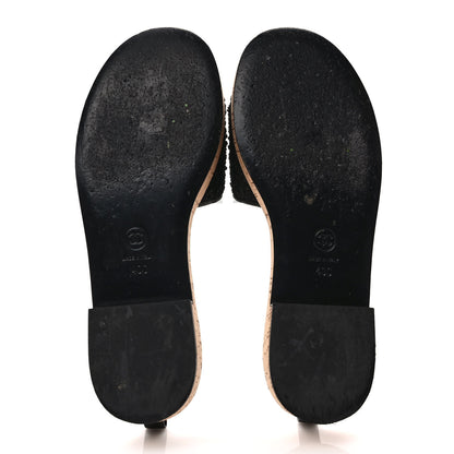 Chanel Tweed Cork CC Chain Mule Sandal 40 Black 5 of 10