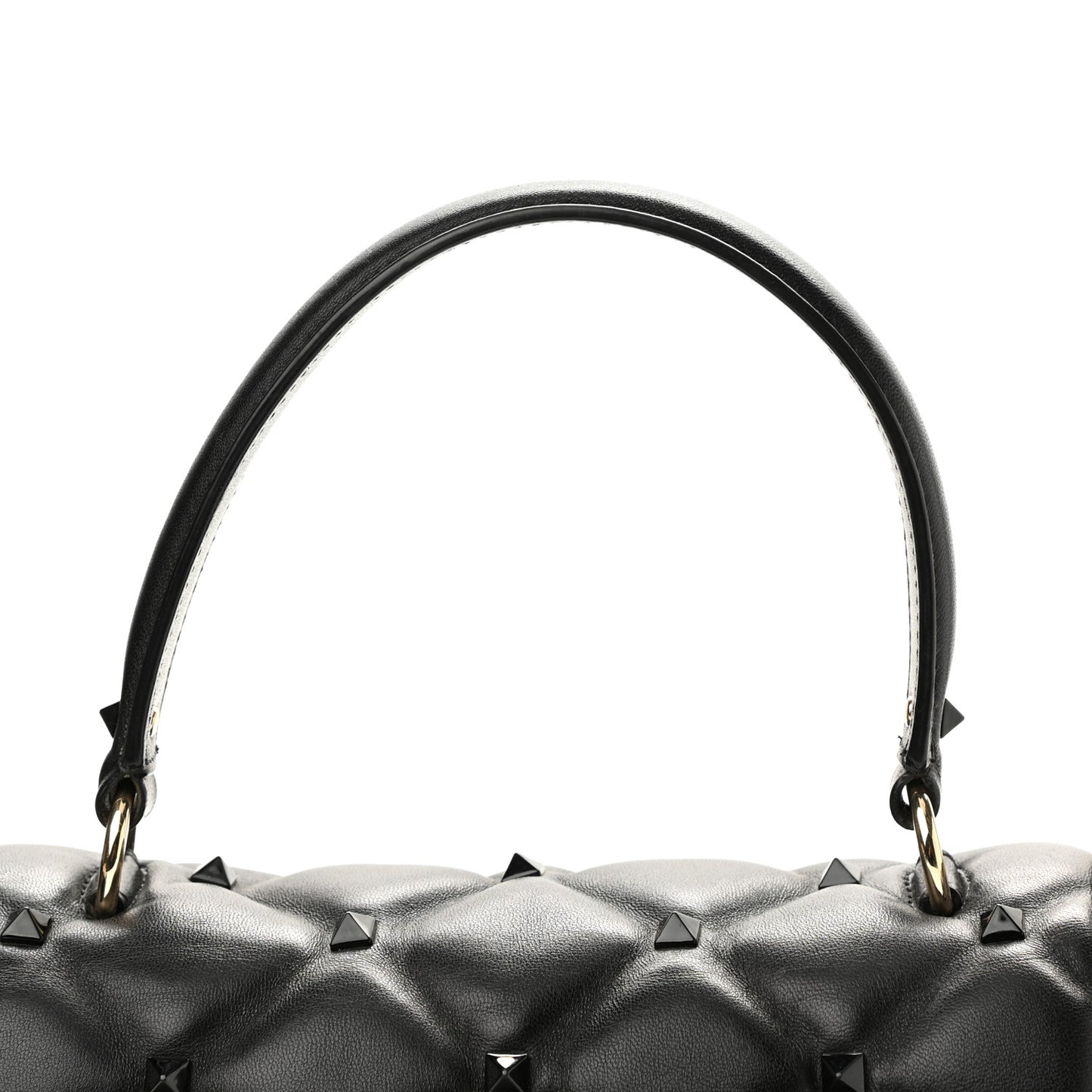 Nappa Monochrome Medium Candystud Top Handle Bag Black
