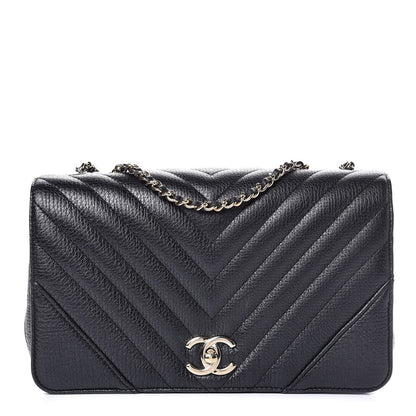 Chanel Metallic Calfskin Chevron Quilted Small Statement Flap Black 1 of 9