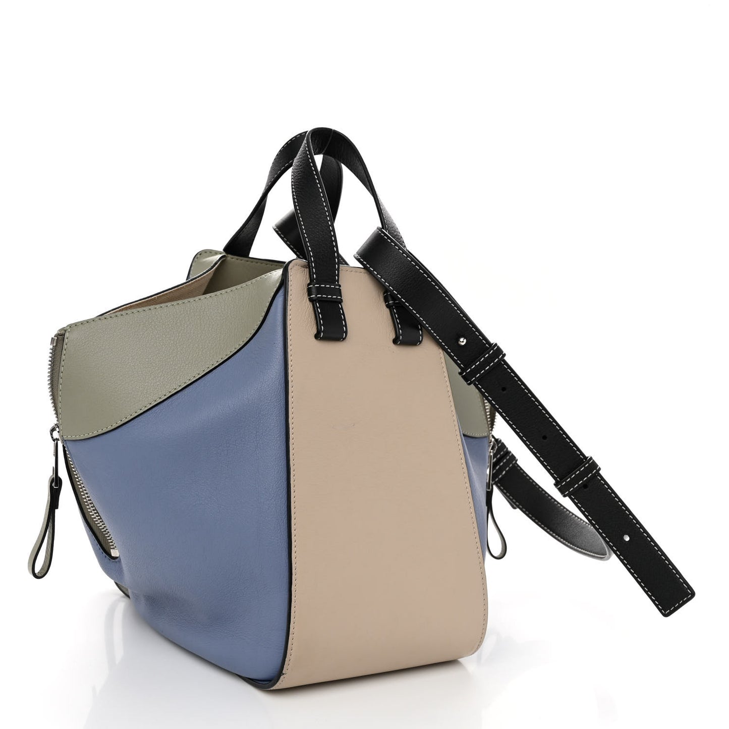Grained Calfskin Small Hammock Shoulder Bag Blue Beige Multicolor