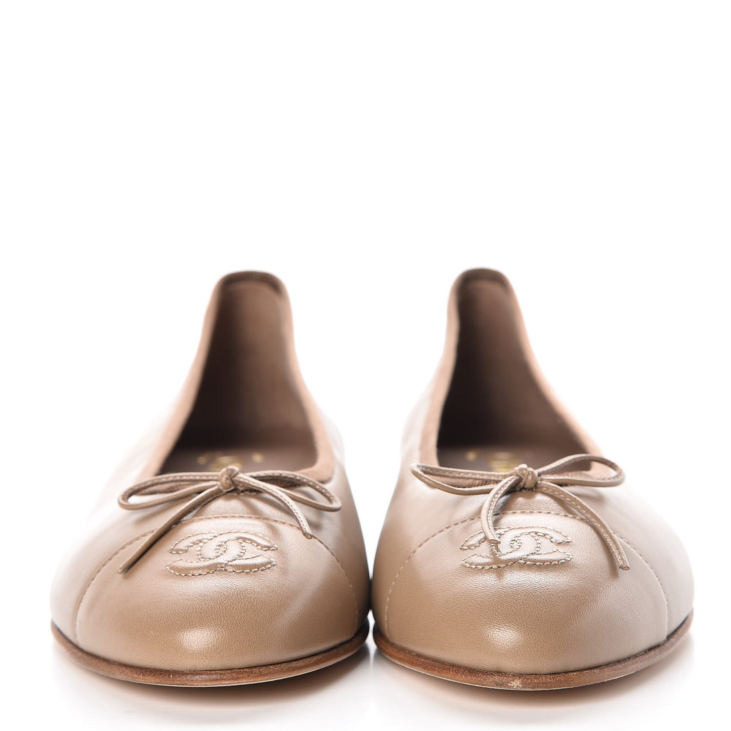 Lambskin Cap Toe Ballerina Flats 39.5 Light Brown