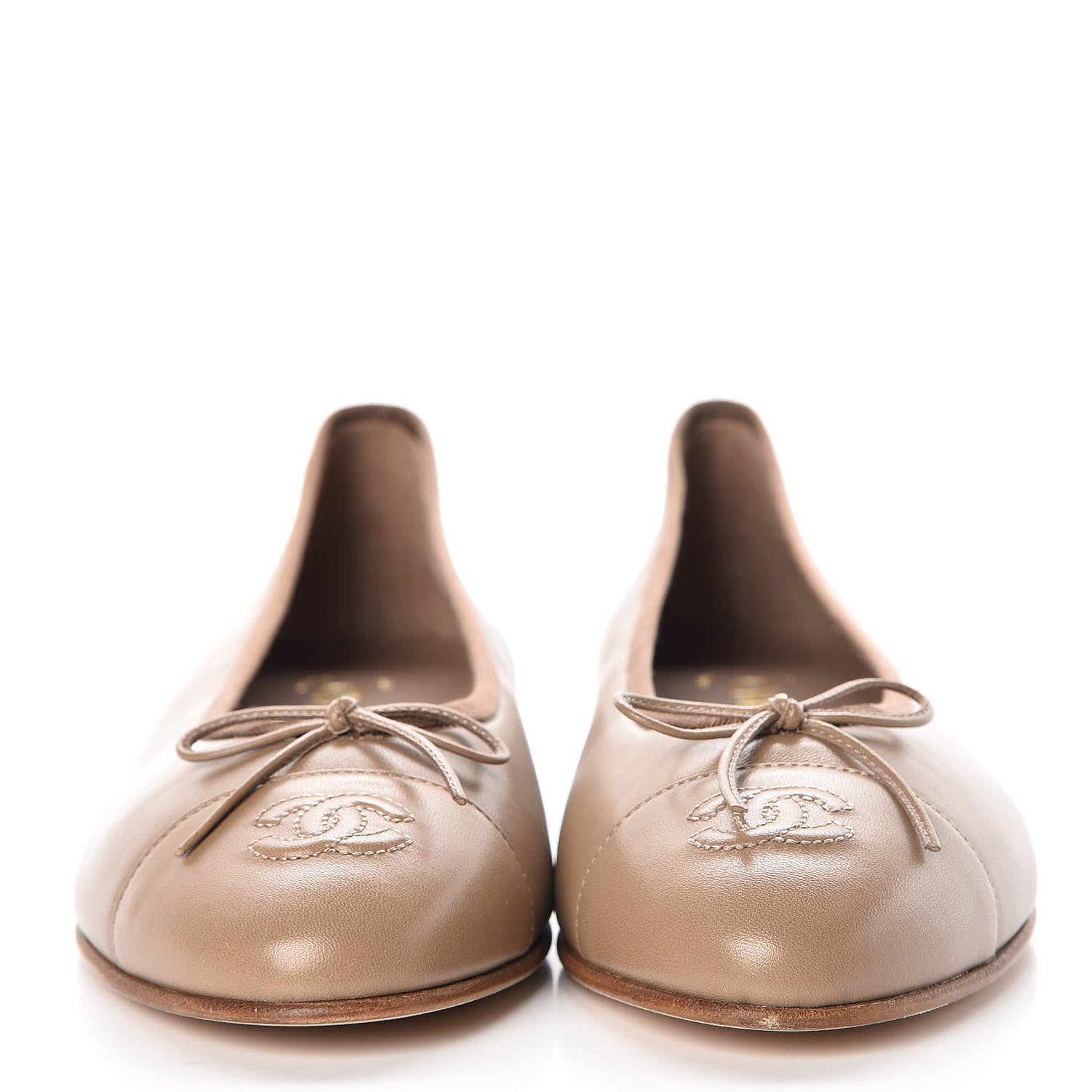 Chanel Lambskin Cap Toe Ballerina Flats 39.5 Light Brown 2 of 9