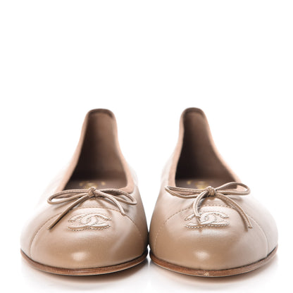 Chanel Lambskin Cap Toe Ballerina Flats 39.5 Light Brown 2 of 9