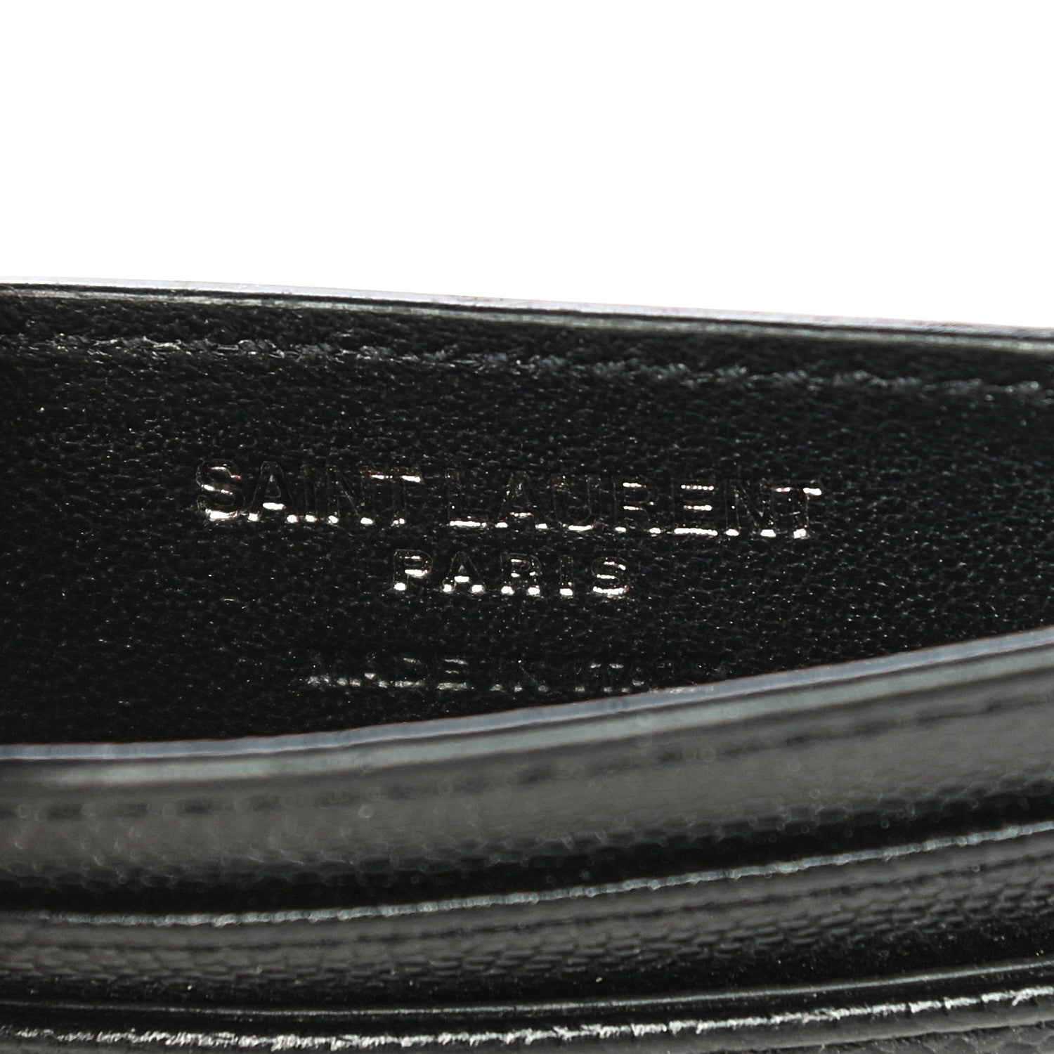 Saint Laurent Grain De Poudre Matelasse Chevron Monogram Credit Card Case Black 6 of 11