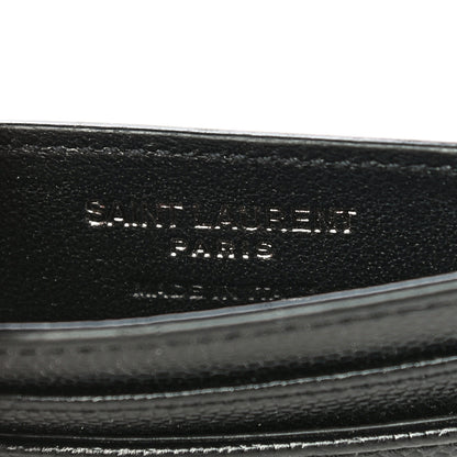 Saint Laurent Grain De Poudre Matelasse Chevron Monogram Credit Card Case Black 6 of 11