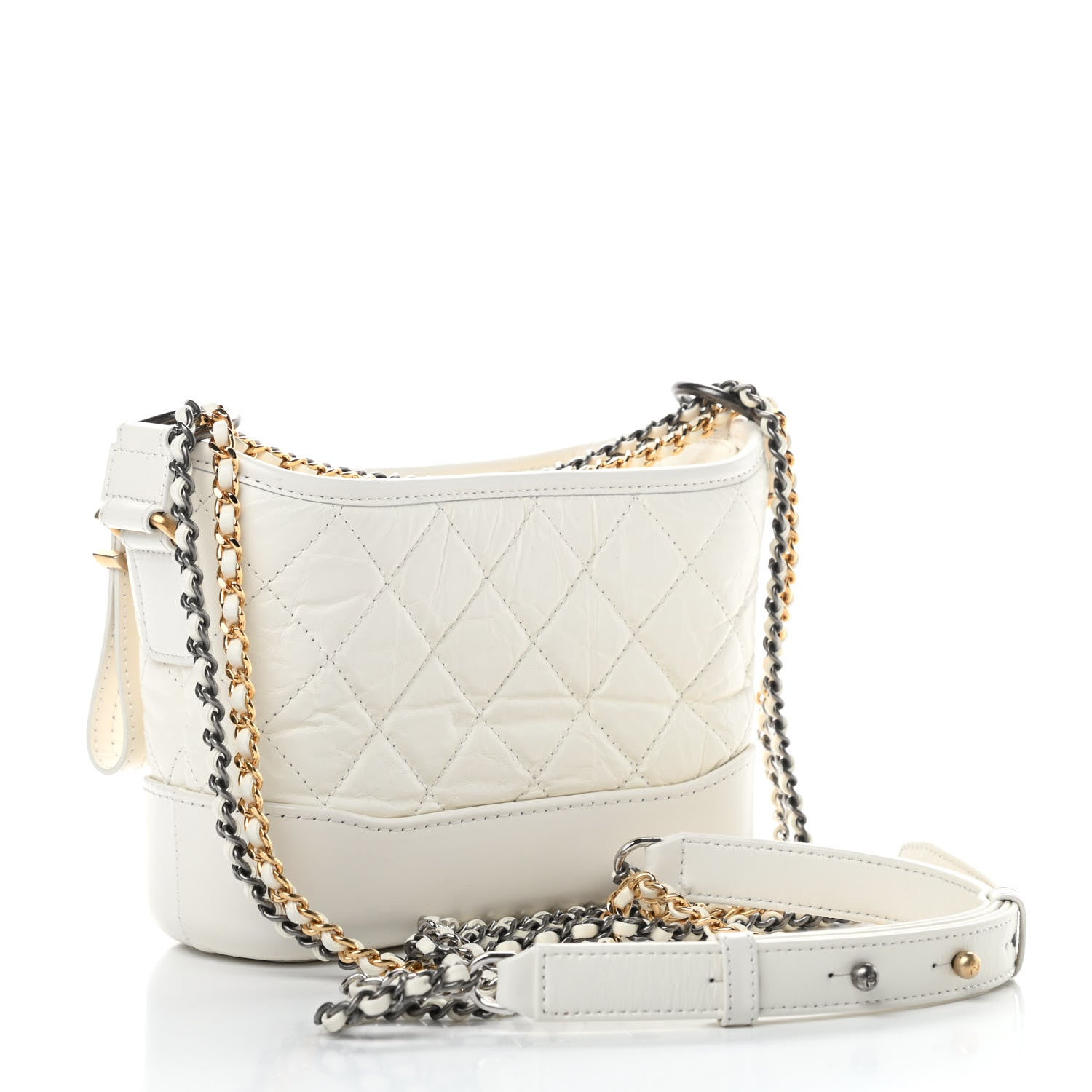 Chanel Aged Calfskin Quilted Small Gabrielle Hobo White 4 of 11