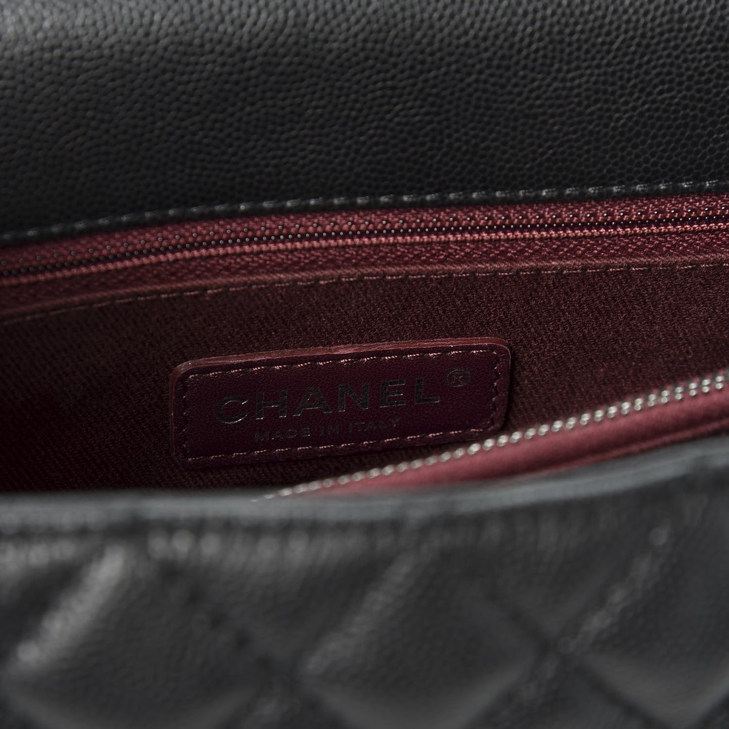 Caviar Quilted Small Coco Handle Flap Black