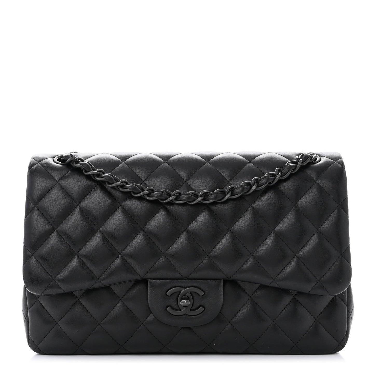 Lambskin Quilted Jumbo Double Flap So Black