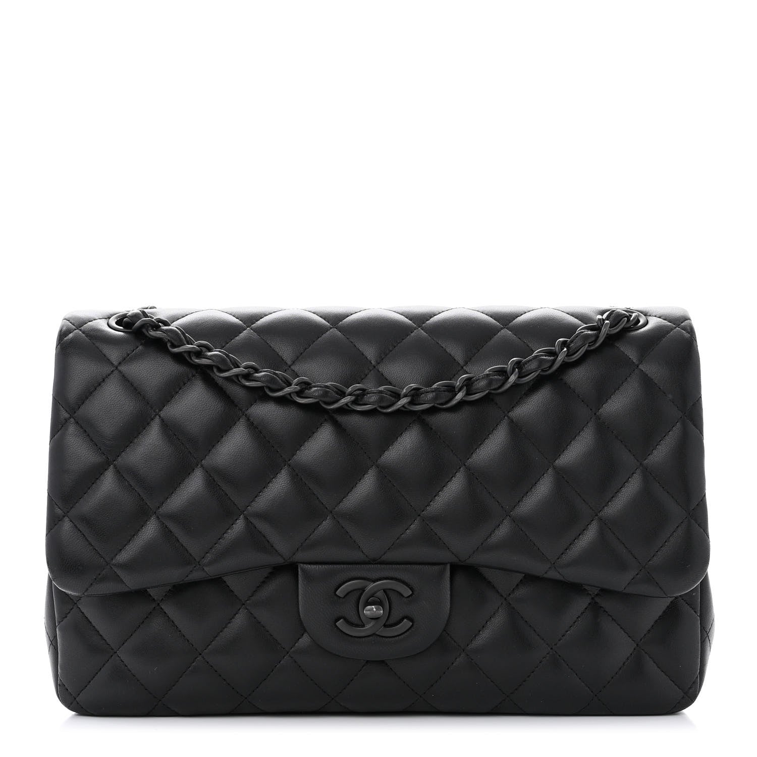 Chanel Lambskin Quilted Jumbo Double Flap So Black 1 of 15