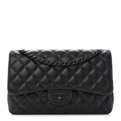 Chanel Lambskin Quilted Jumbo Double Flap So Black 1 of 15