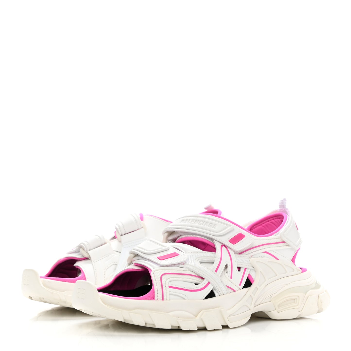 Rubber Neoprene Bi-Color Womens Track Sandals 38 White Fluo Pink