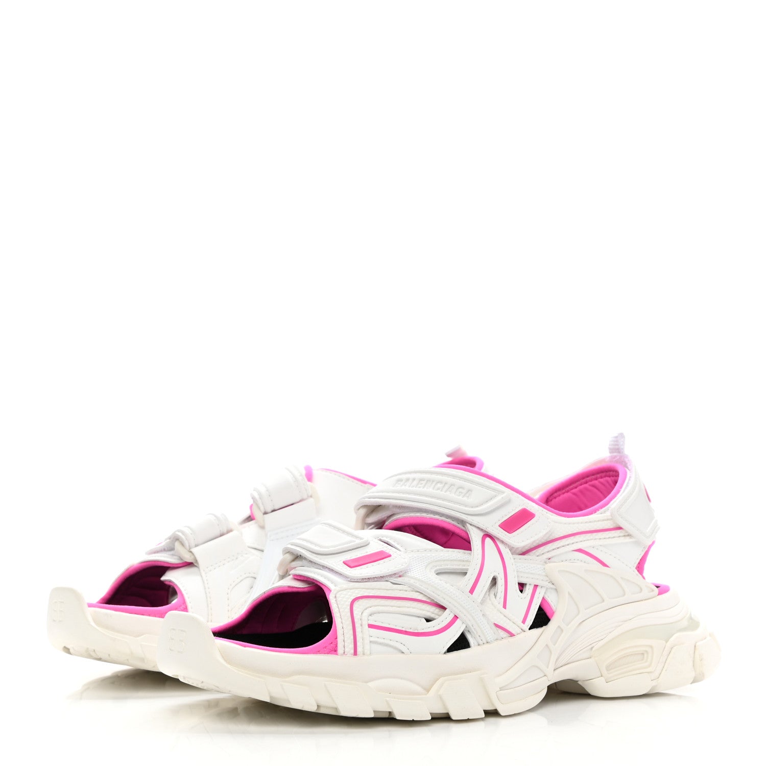 Balenciaga Rubber Neoprene Bi-Color Womens Track Sandals 38 White Fluo Pink 3 of 8