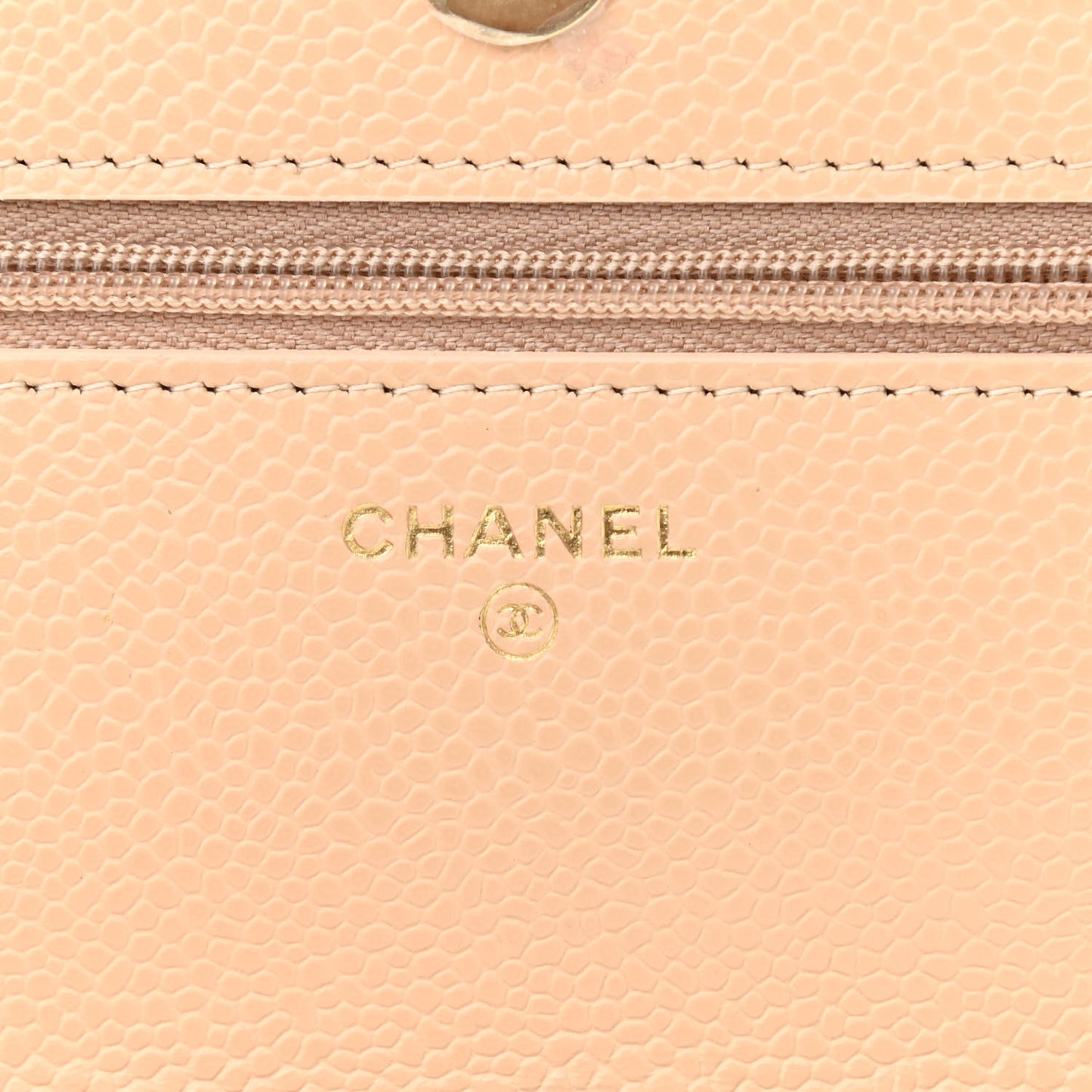 Caviar Quilted Wallet On Chain WOC Beige