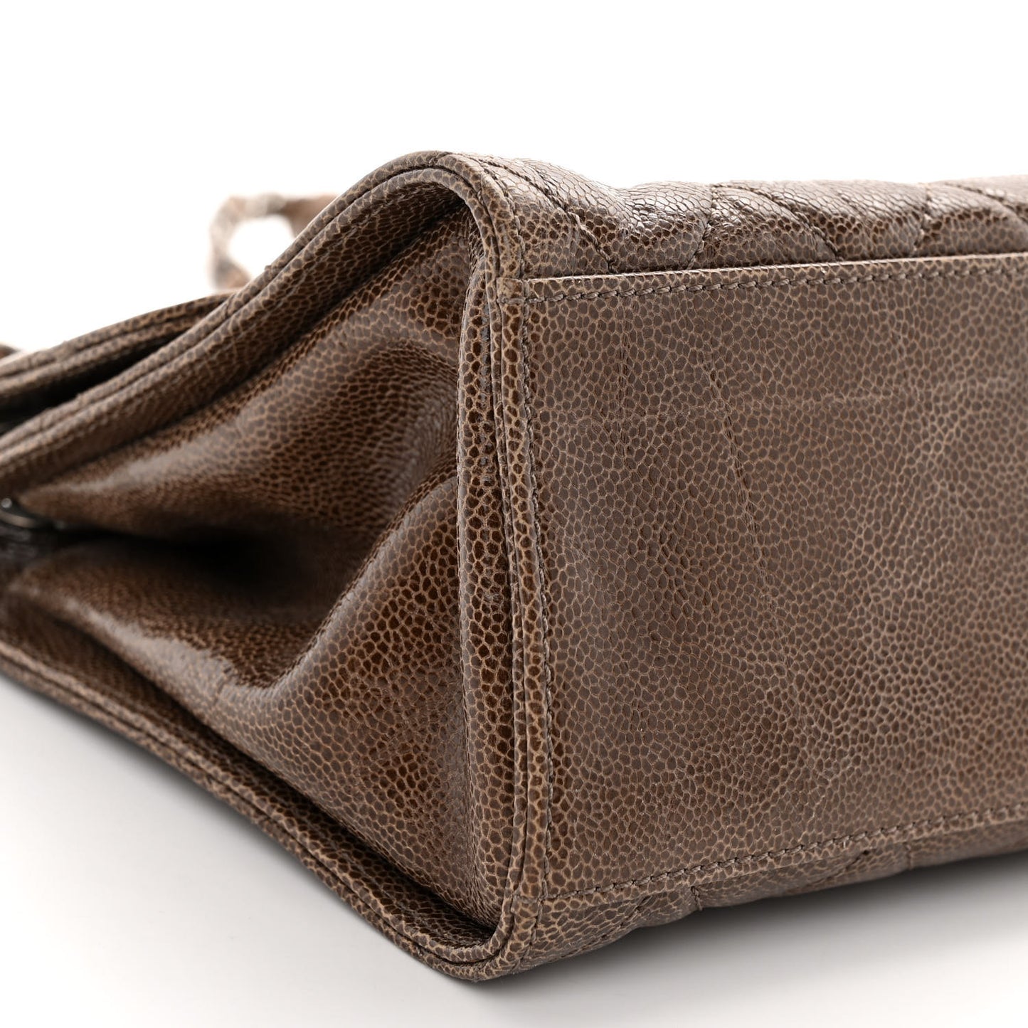 Crumpled Grained Calfskin Jumbo CC Crave Flap Brown