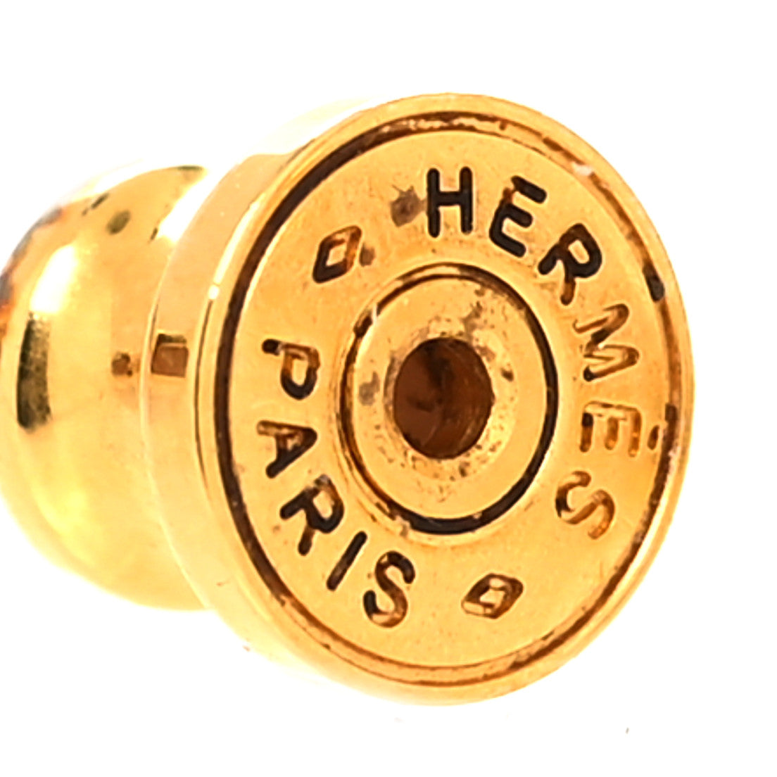 Hermes Gold Plated Epsom Olympe Hoop Earrings Gold 4 of 5