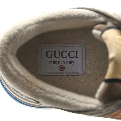 Gucci Suede Calfskin Tejus Printed Womens Ultrapace Sneakers 38 Natural Ardesia Neon Yellow 7 of 14
