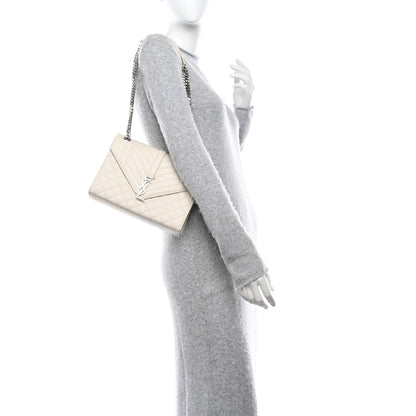Saint Laurent SAINT LAURENT Grain De Poudre Textured Mixed Matelasse Medium Triquilt Monogram Satchel Porcellana 2 of 11