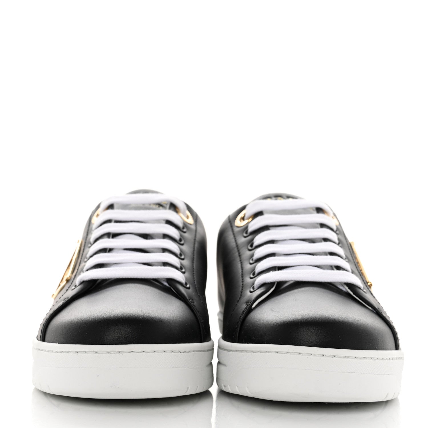 Prada Vitello Soft Metal Triangle Logo Womens Edge Low Top 30mm Sneakers 38 Black White 2 of 9