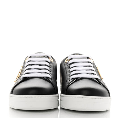 Prada Vitello Soft Metal Triangle Logo Womens Edge Low Top 30mm Sneakers 38 Black White 2 of 9