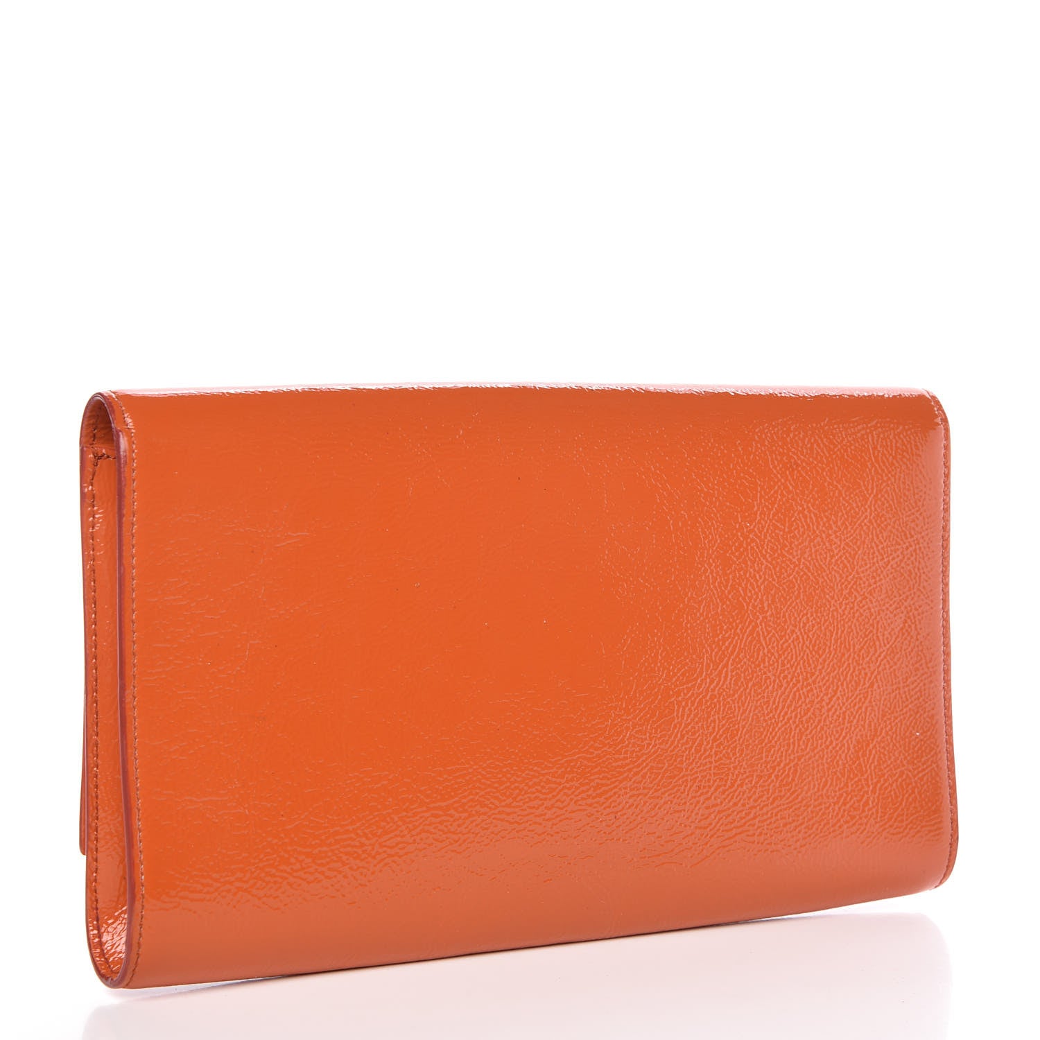 Saint Laurent Textured Patent Monogram Large Belle De Jour Clutch Orange 3 of 6