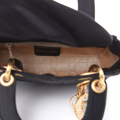 Christian Dior Satin Swarovski Crystal Cannage Mini Lady Dior Black 5 of 12