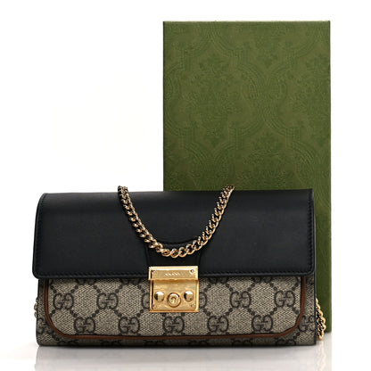 Gucci GG Supreme Monogram Calfskin Padlock Chain Wallet Beige Black Cuir 14 of 14