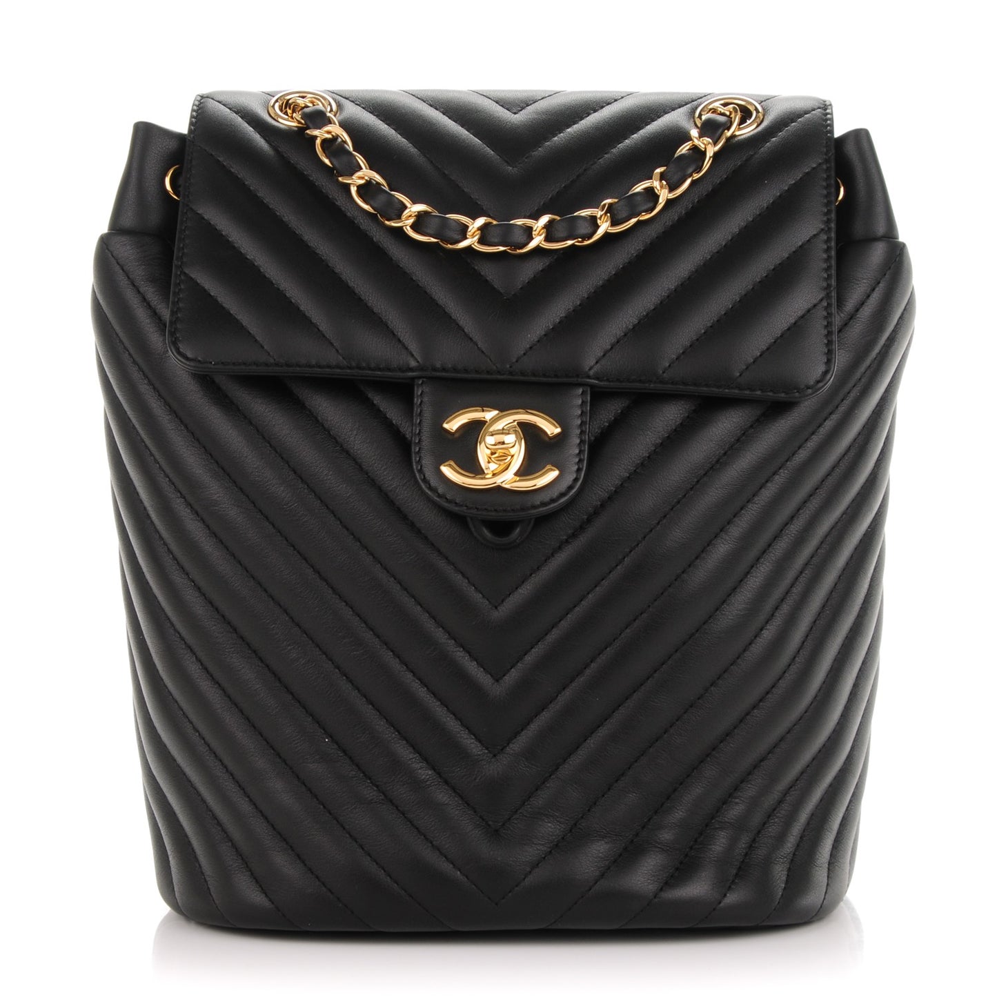 Calfskin Chevron Quilted Small Urban Spirit Backpack Black