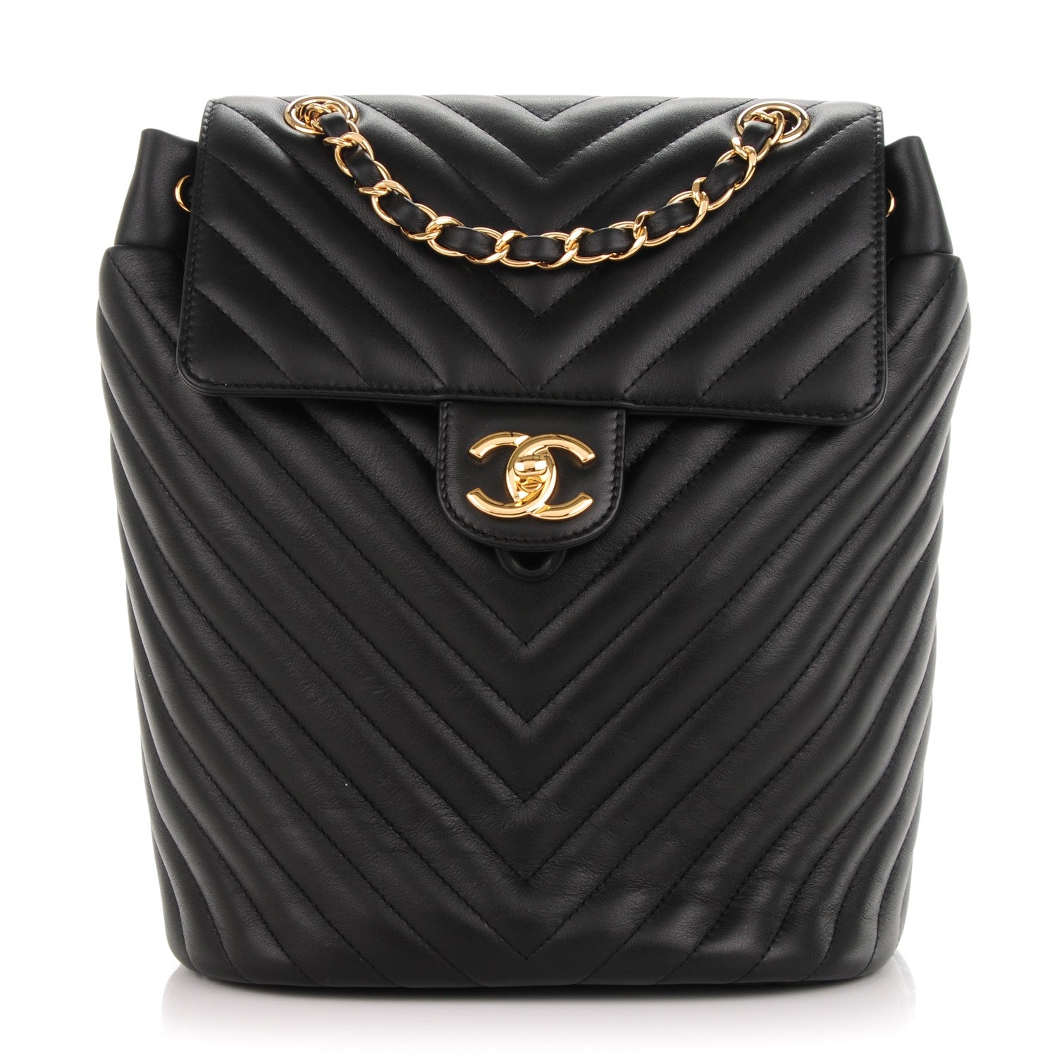 Chanel Calfskin Chevron Quilted Small Urban Spirit Backpack Black 1 of 8