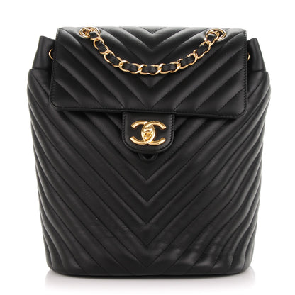 Chanel Calfskin Chevron Quilted Small Urban Spirit Backpack Black 1 of 8