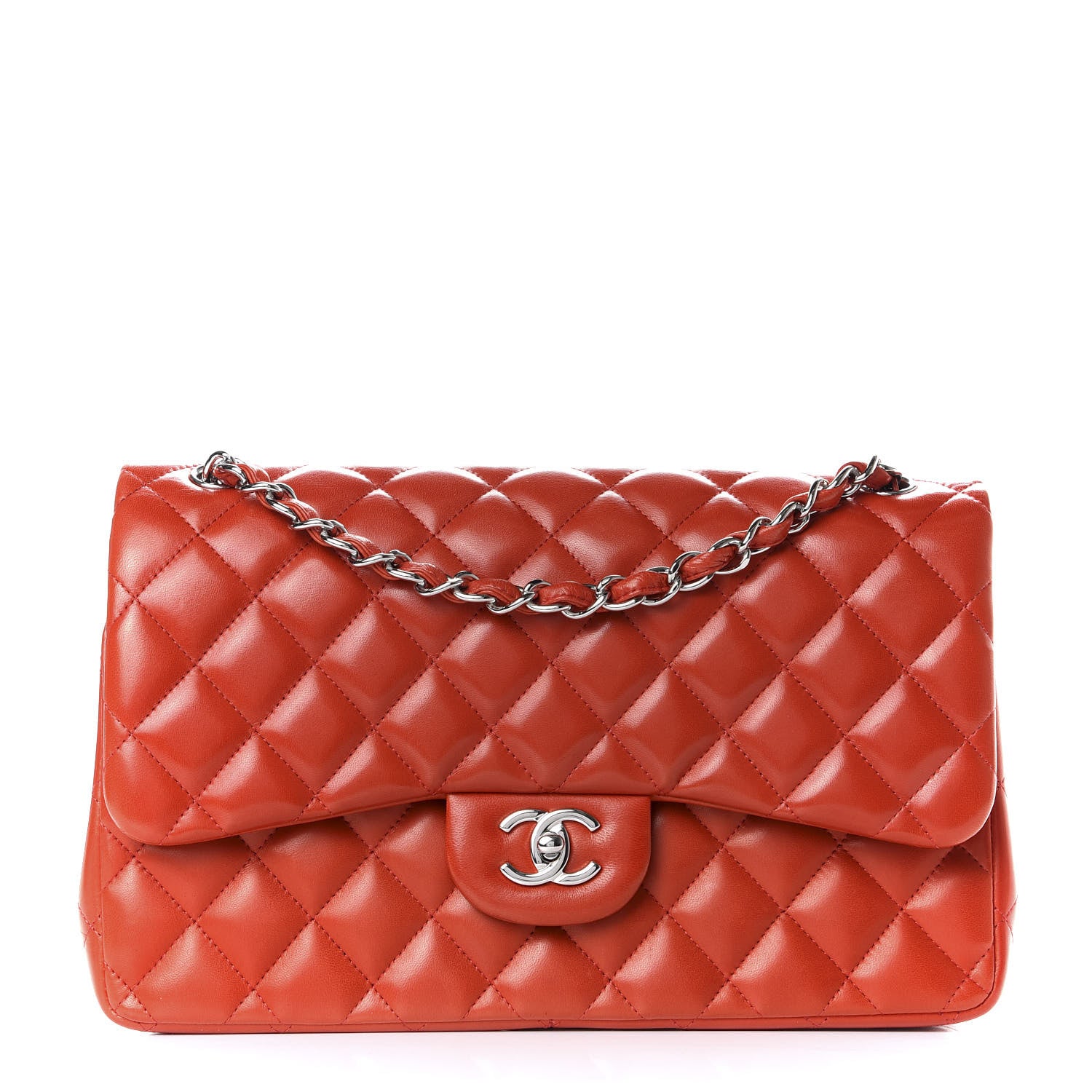 Chanel Lambskin Quilted Jumbo Double Flap Red 1 of 8
