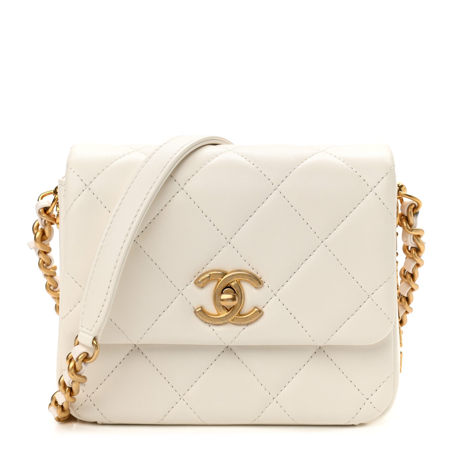 Chanel Lambskin Quilted Mini Side Note Flap White 1 of 11
