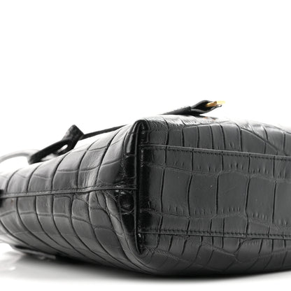 Saint Laurent Calfskin Crocodile Embossed Paris Mini Toy Shopper Tote Black 9 of 11