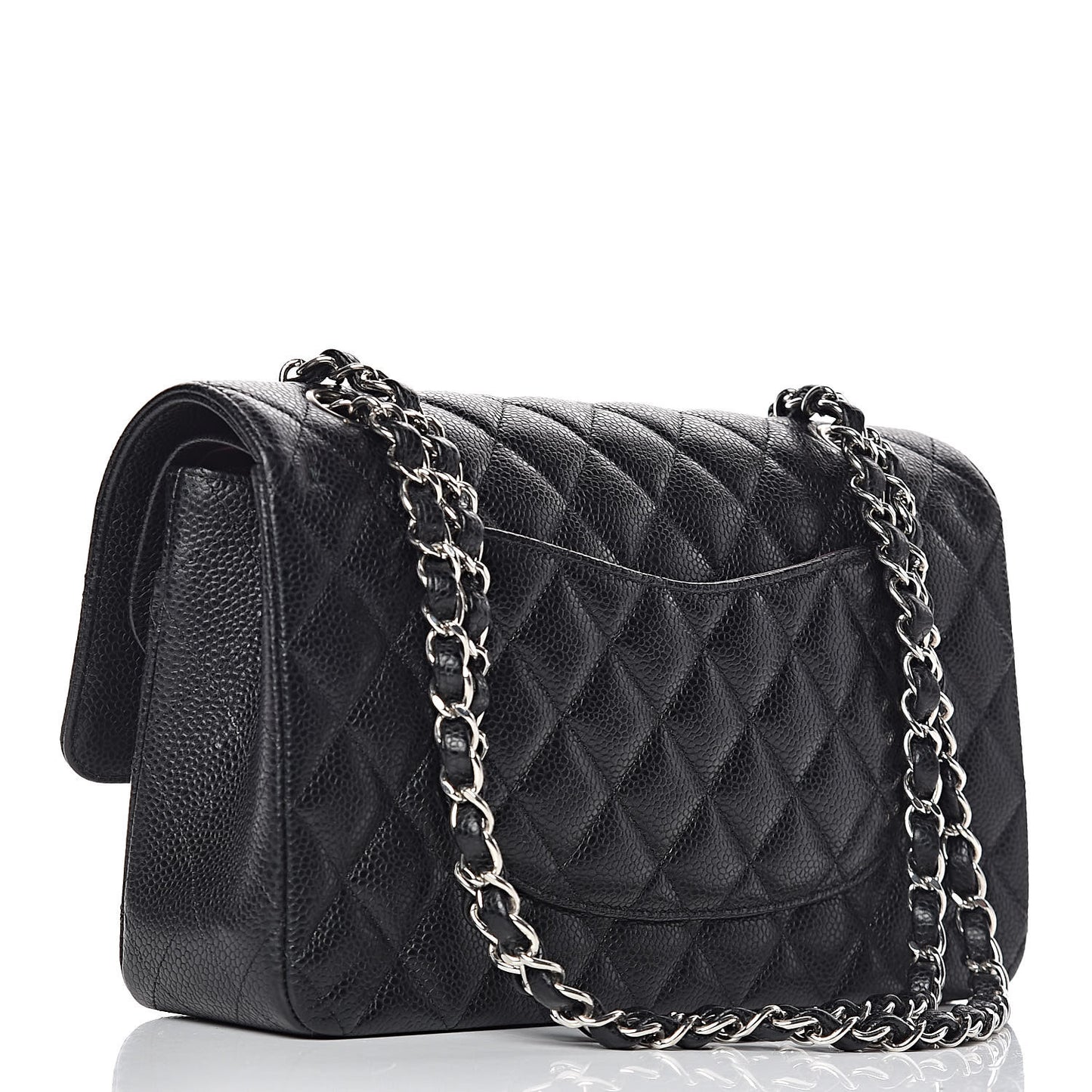 Caviar Quilted Medium Double Flap Black