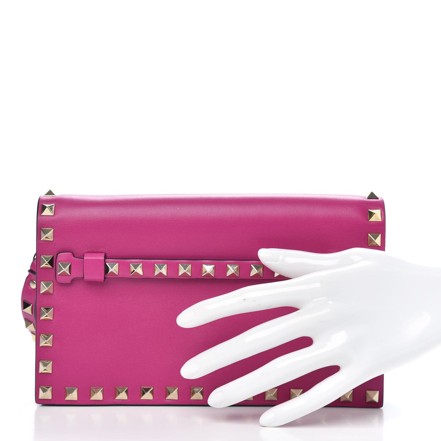 Nappa Small Rockstud Wristlet Clutch Fuxia