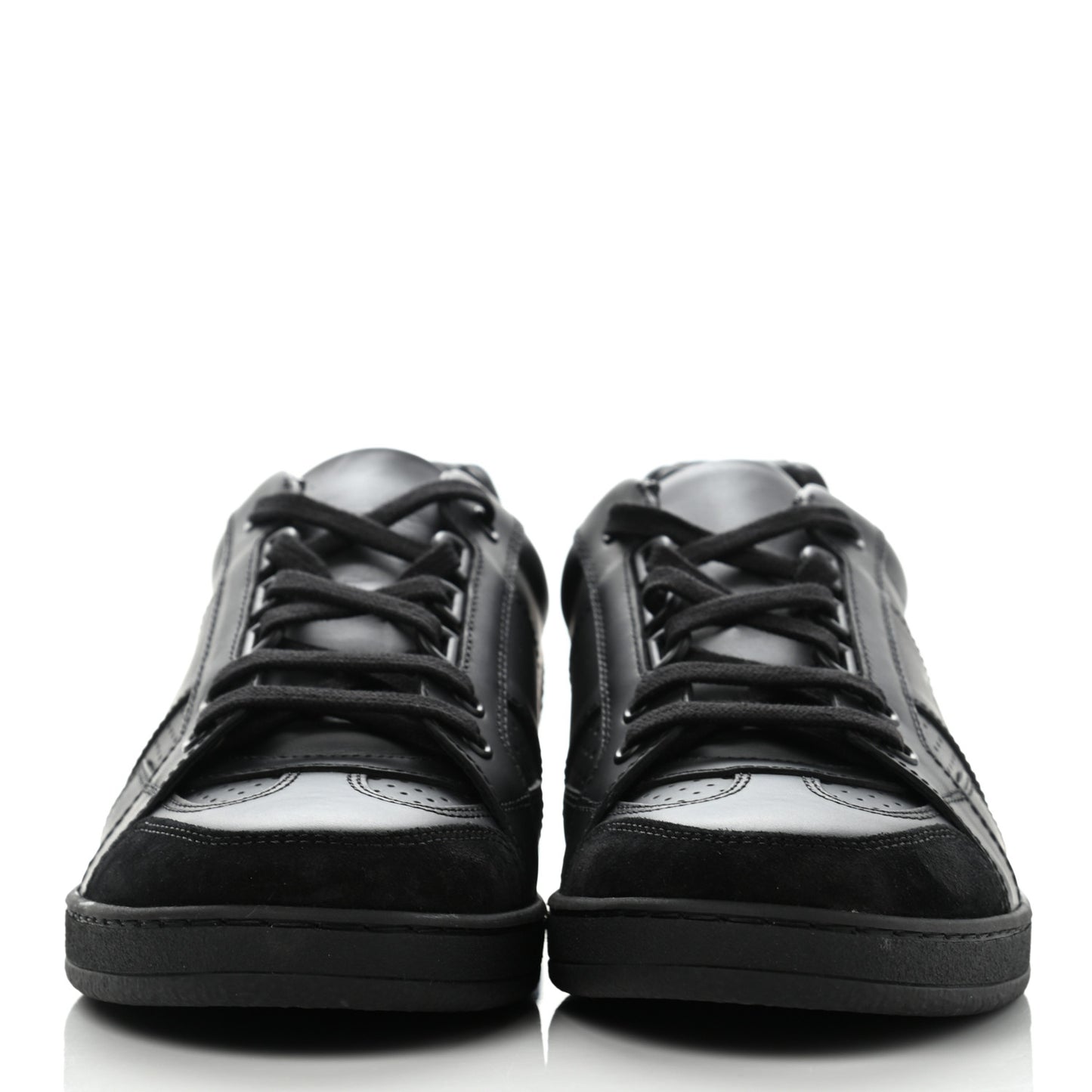 Calfskin Suede Logo Sneakers 38 Black