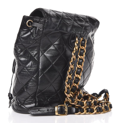 Chanel Lambskin Quilted Drawstring Backpack Black 3 of 11