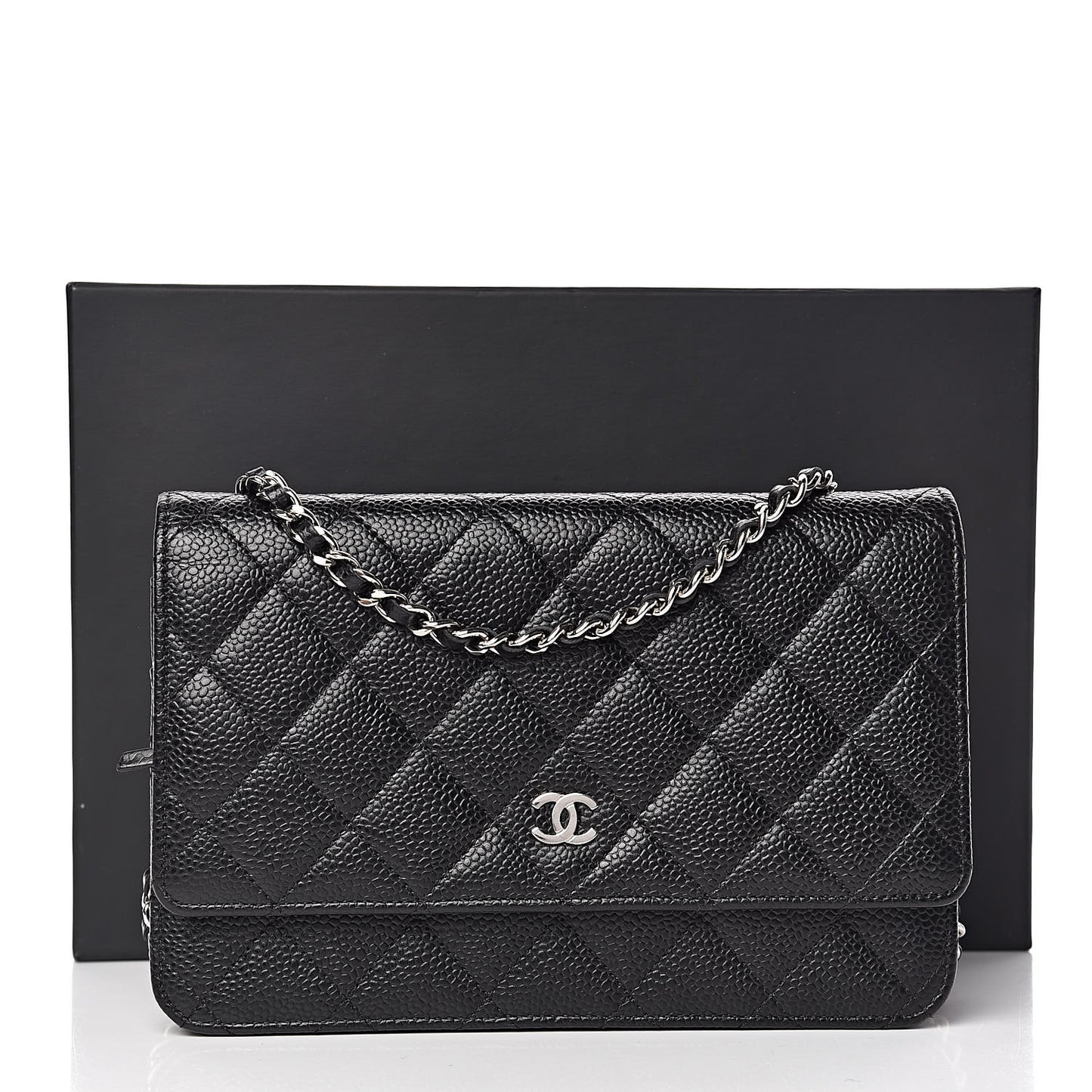 Caviar Quilted Wallet On Chain WOC Black