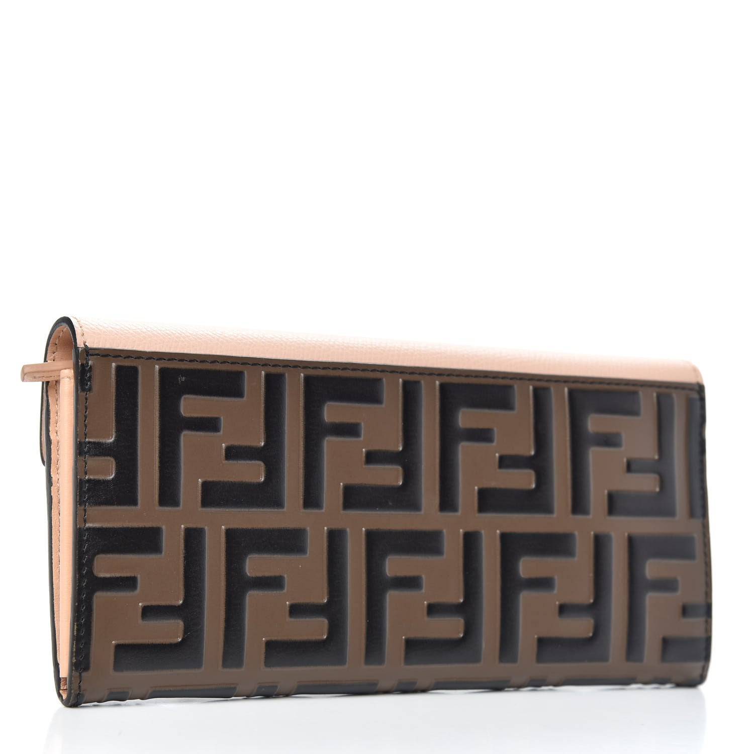 Fendi Vitello Cruise F is Fendi Bi-Color FF 1974 Embossed Continental Envelope Wallet Maya Black Light Rose 3 of 9