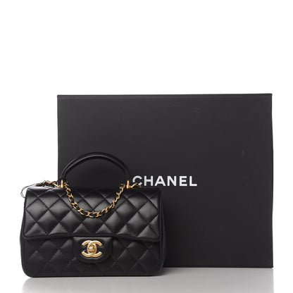 Chanel Lambskin Quilted Mini Top Handle Rectangular Flap Black 11 of 11