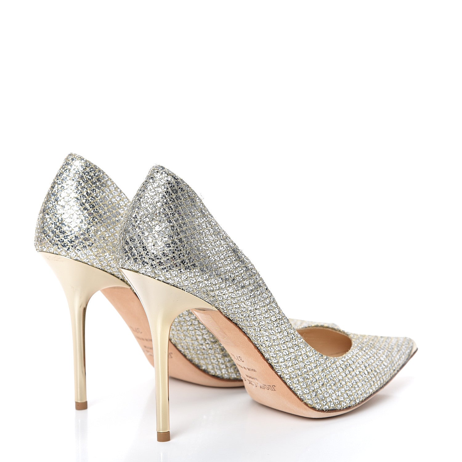 Jimmy Choo Glitter Marvel 100 Pumps 37.5 Champagne 4 of 10