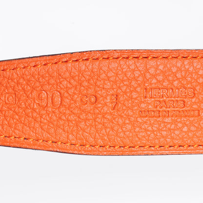 Hermes Togo Box Constance Reversible 32mm H Belt Orange Black 90 5 of 7