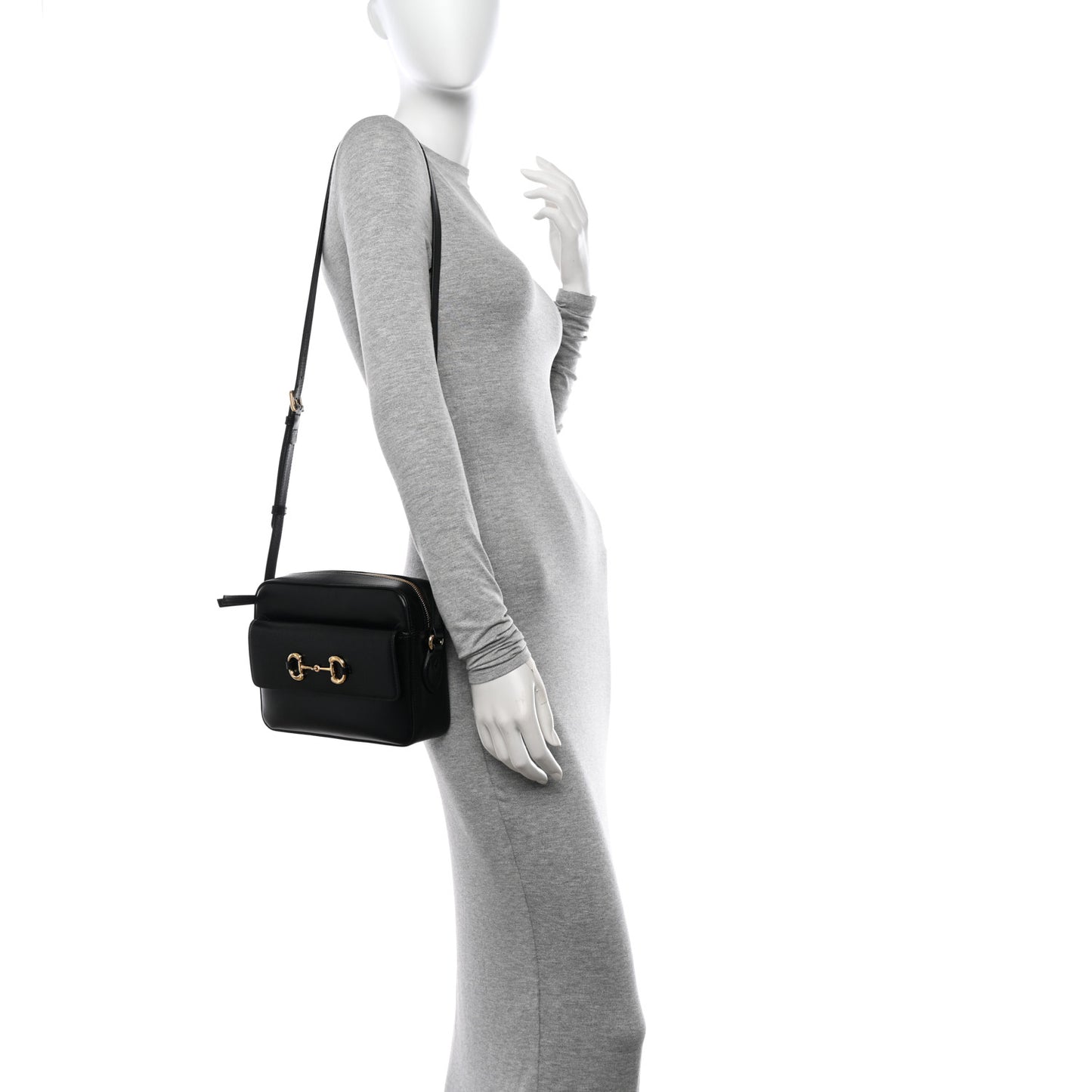 Textured Calfskin Small Horsebit 1955 Shoulder Bag Black