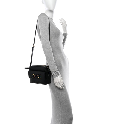 Gucci Textured Calfskin Small Horsebit 1955 Shoulder Bag Black 2 of 12