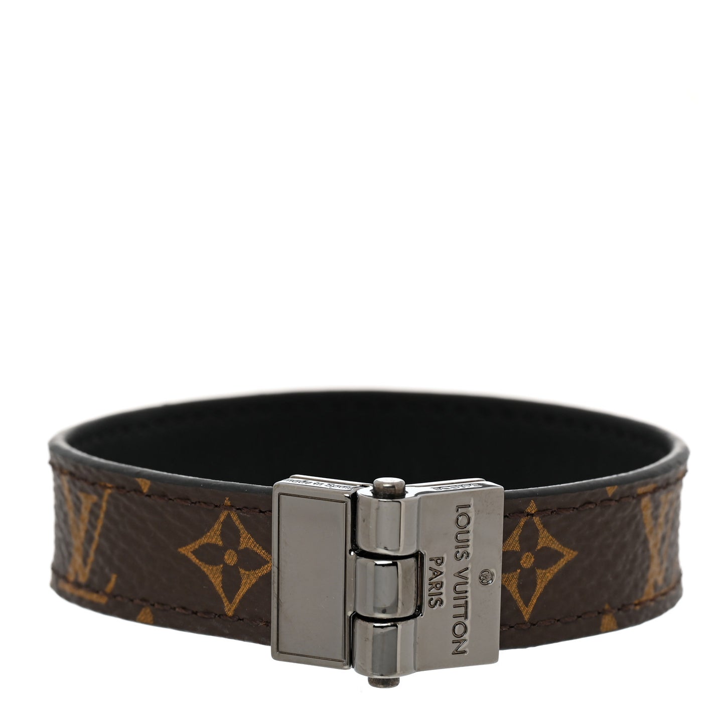 Monogram LV Reversible Hinge Bracelet Black