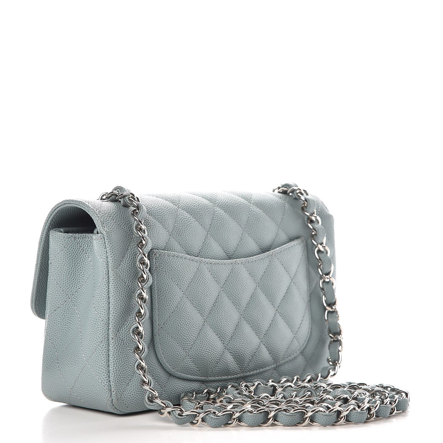 Caviar Quilted Mini Rectangular Flap Green