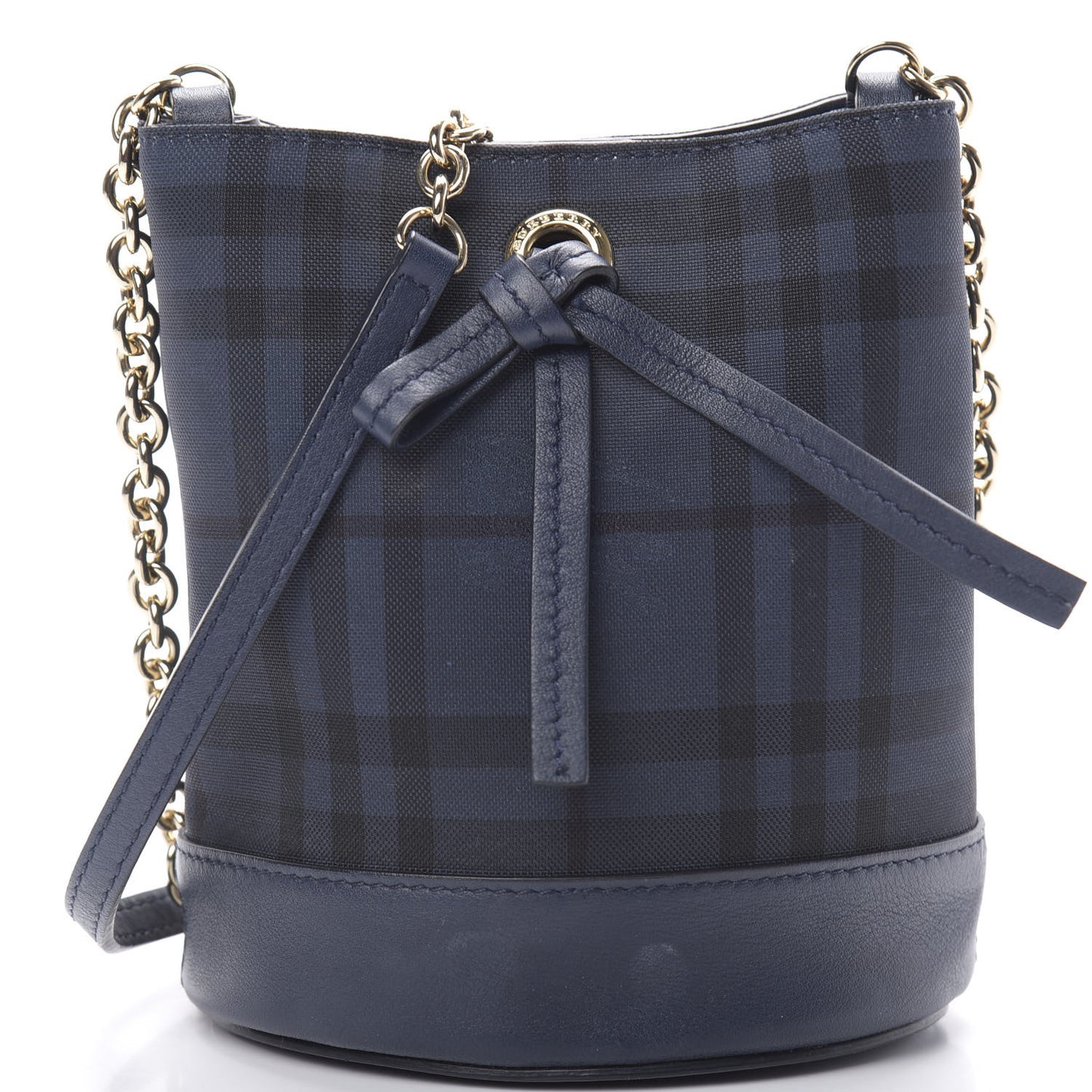 Overdyed Canvas Horseferry Check Baby Bucket Bag Blue Carbon