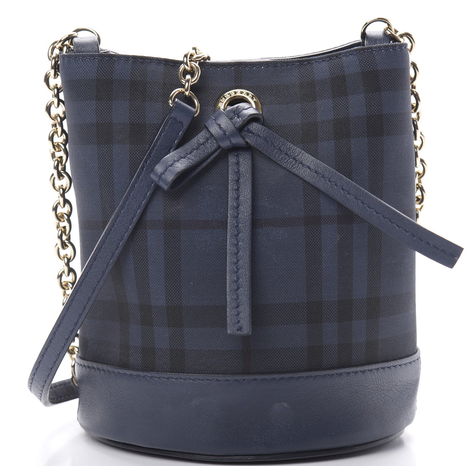 Burberry Overdyed Canvas Horseferry Check Baby Bucket Bag Blue Carbon 7 of 13