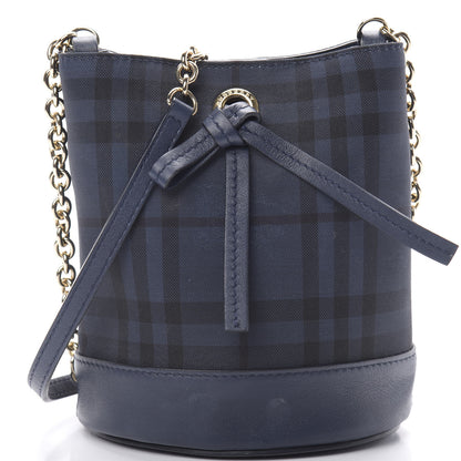 Burberry Overdyed Canvas Horseferry Check Baby Bucket Bag Blue Carbon 7 of 13