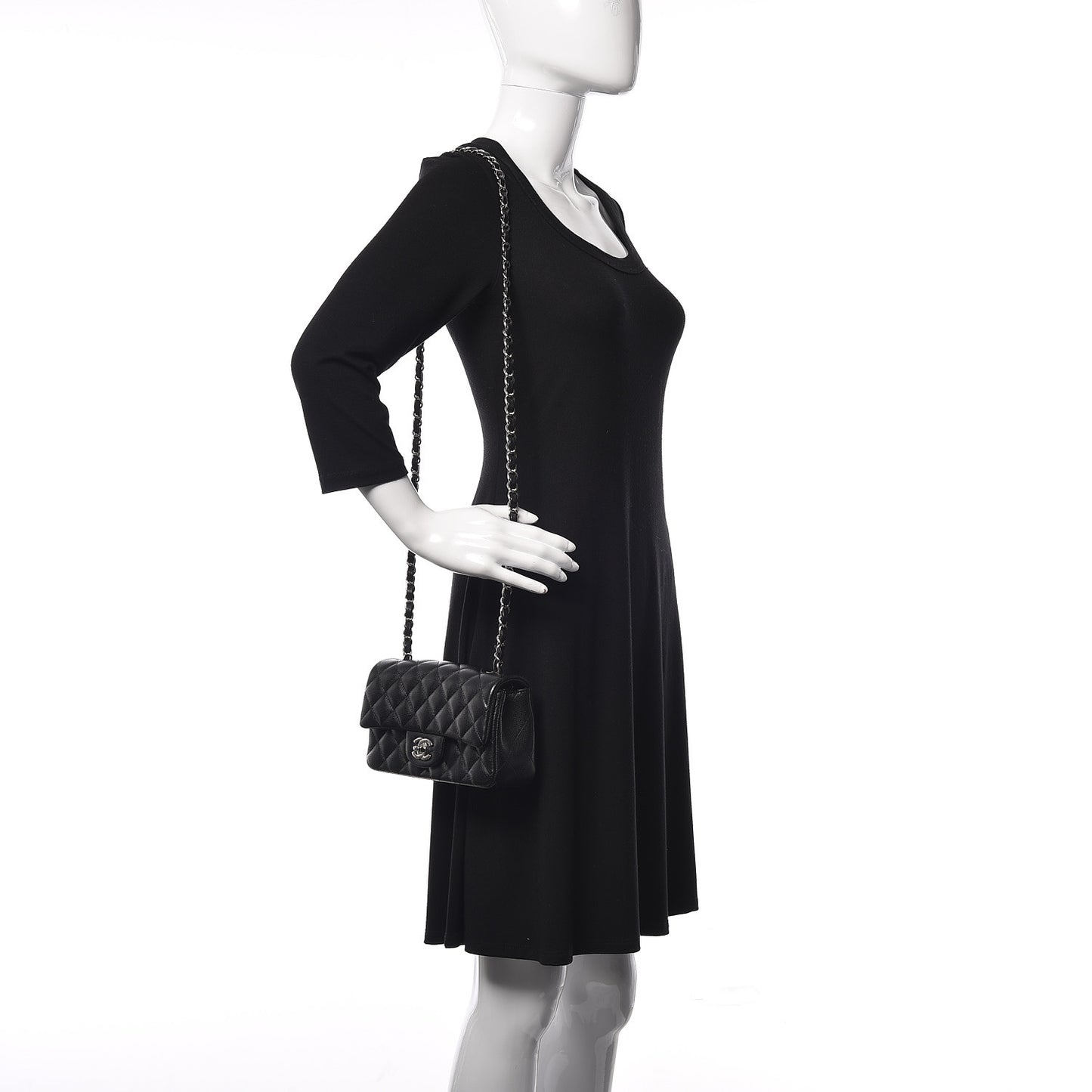 Caviar Quilted Mini Rectangular Flap Black